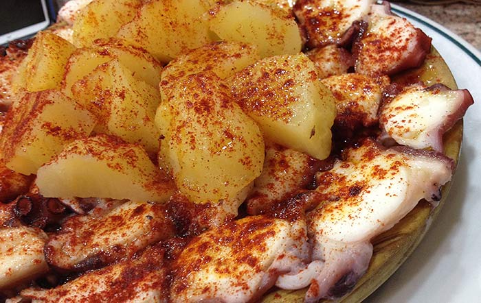 Octopus Galician way, seasoned with smoked paprika and olive oil
