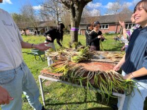 Preparing calçots