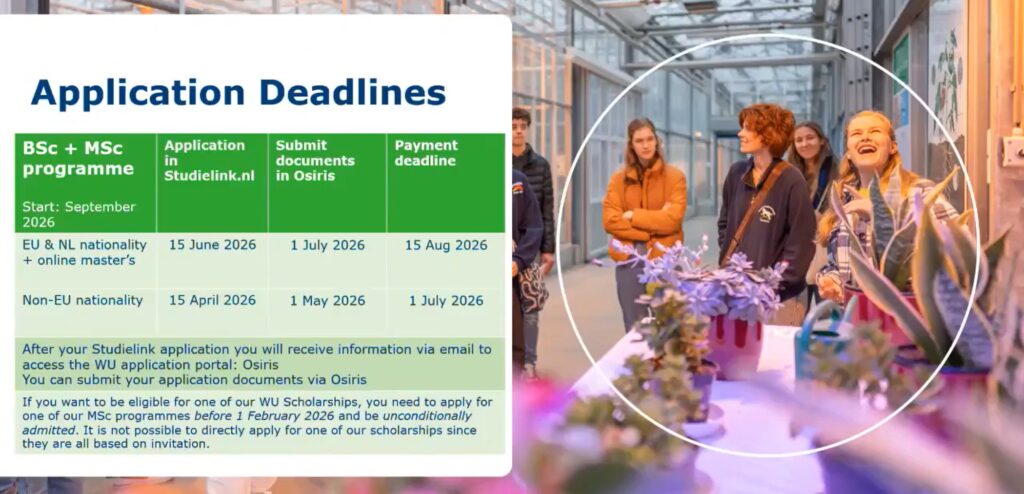 Application Deadlines BSc and MSc students