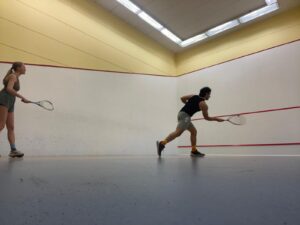 Playing squash at De Bongerd